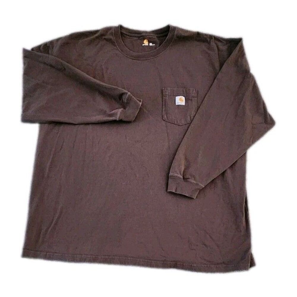 Carhartt Long Sleeve Tee Pocket T-Shirt Men's 4XL Brown K126 Workwear Cotton